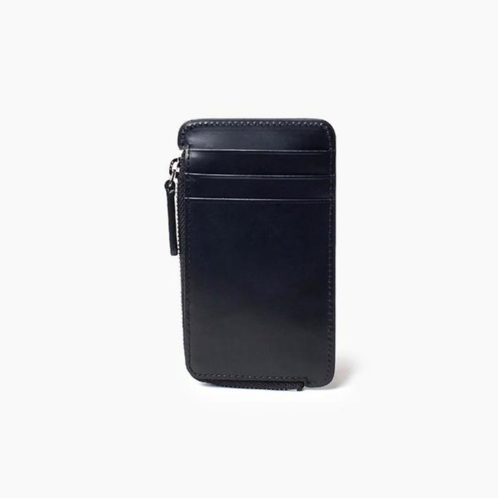 Zipped Card Wallet in BLACK